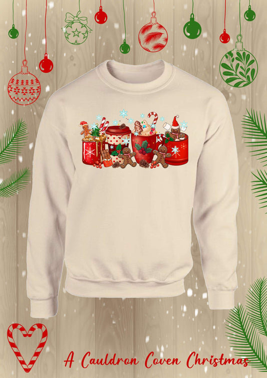 Christmas drinks sweatshirt - sand (PREORDER)