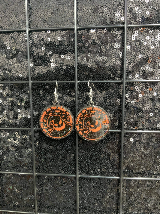 Orange oogie moon at night Resin earrings