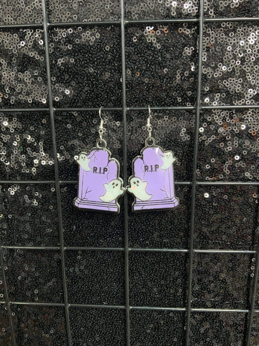Lilac tombstones Resin earrings