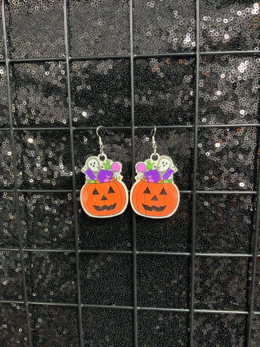 Pumpkin candy baskets Resin earrings