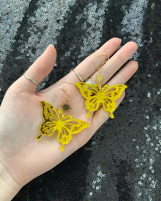 Yellow butterfly Acrylic Earrings